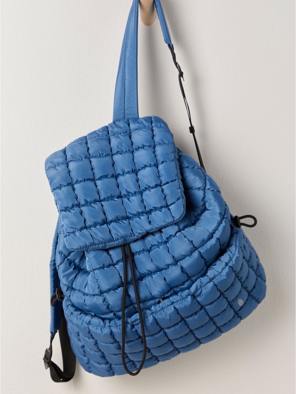 Free People Quilted Blue Puffer Backpack Tote - Women Bags